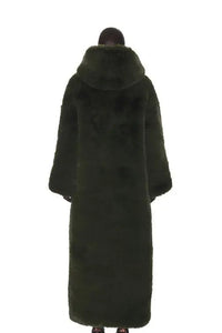 Manteau long à broche florale - Olive