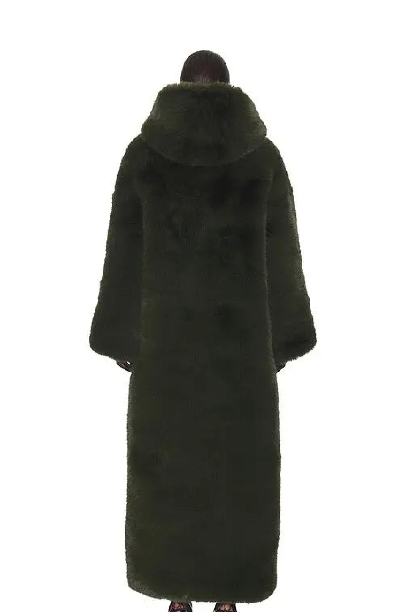 Manteau long à broche florale - Olive