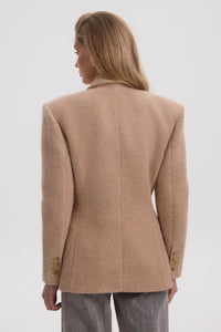 Blazer tailleur à broche florale - Beige