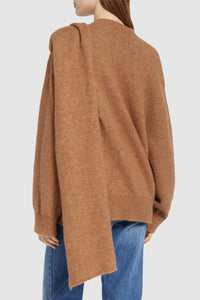 Pull effet drapé en laine - Beige