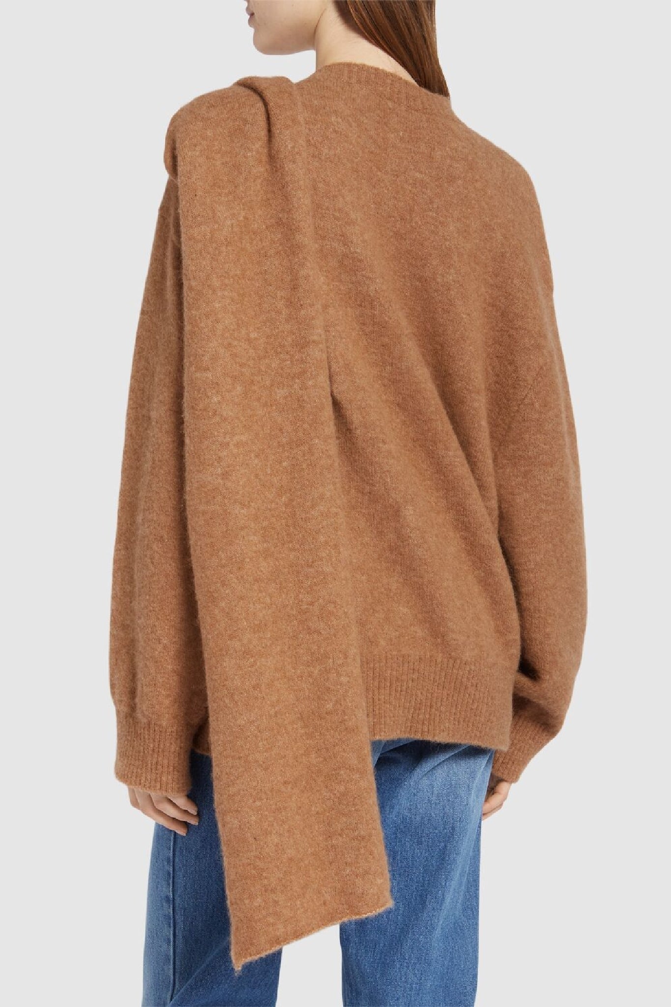 Pull effet drapé en laine - Beige