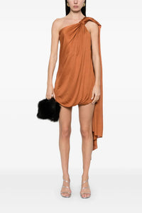 Robe mini asymétrique one-shoulder - Rust