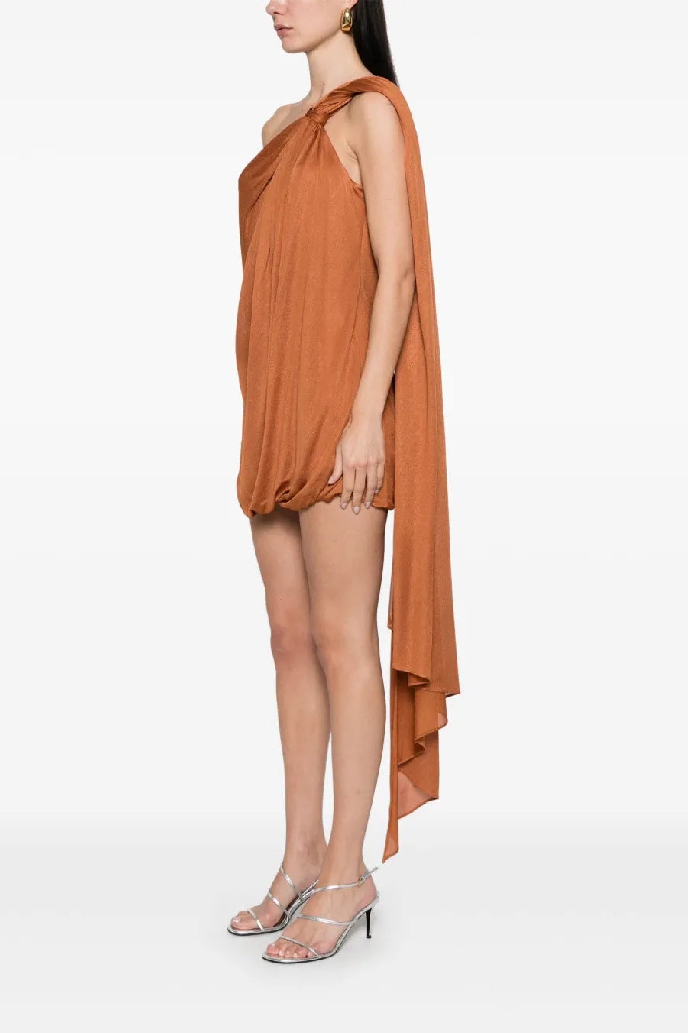 Robe mini asymétrique one-shoulder - Rust