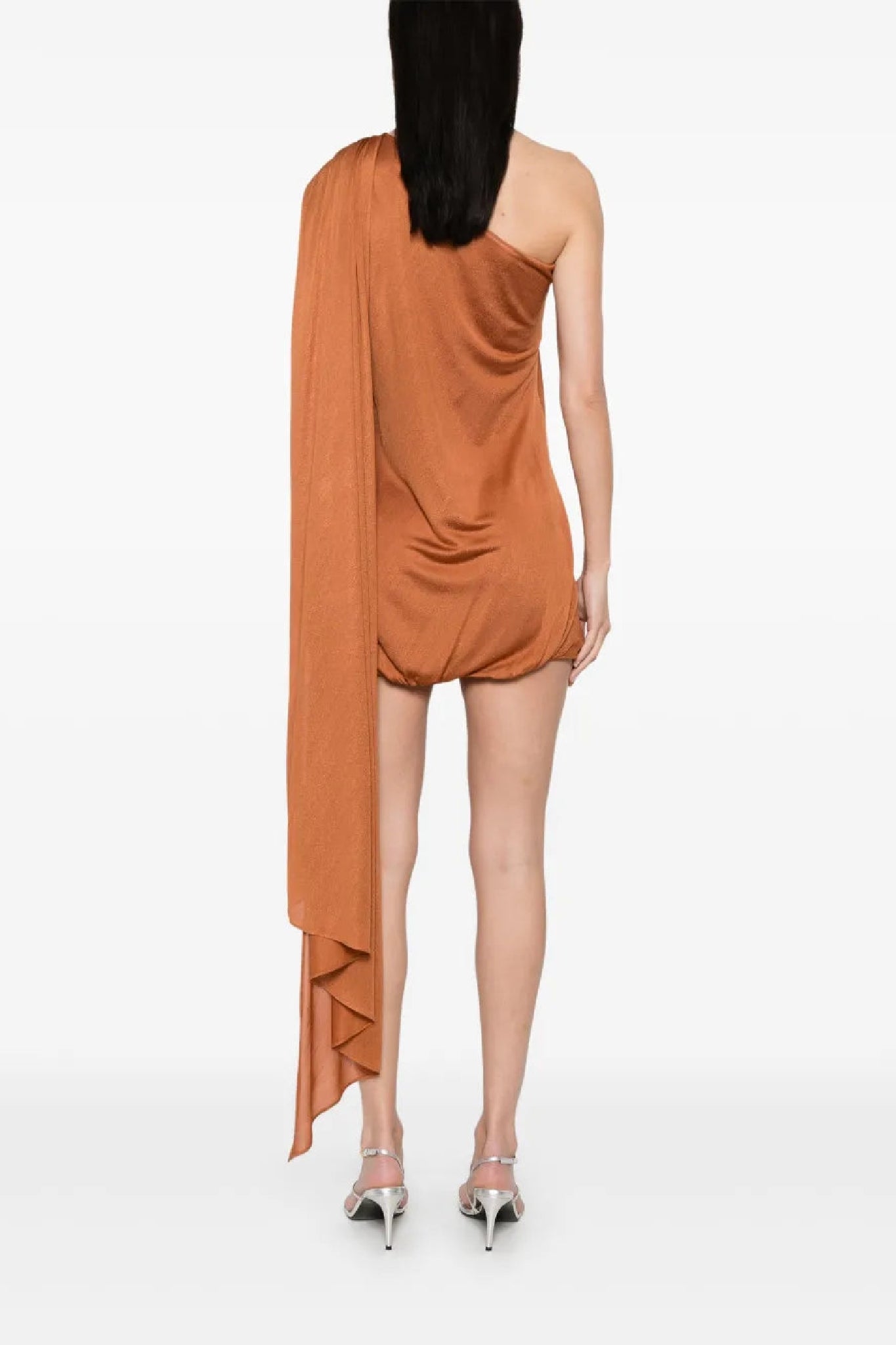 Robe mini asymétrique one-shoulder - Rust