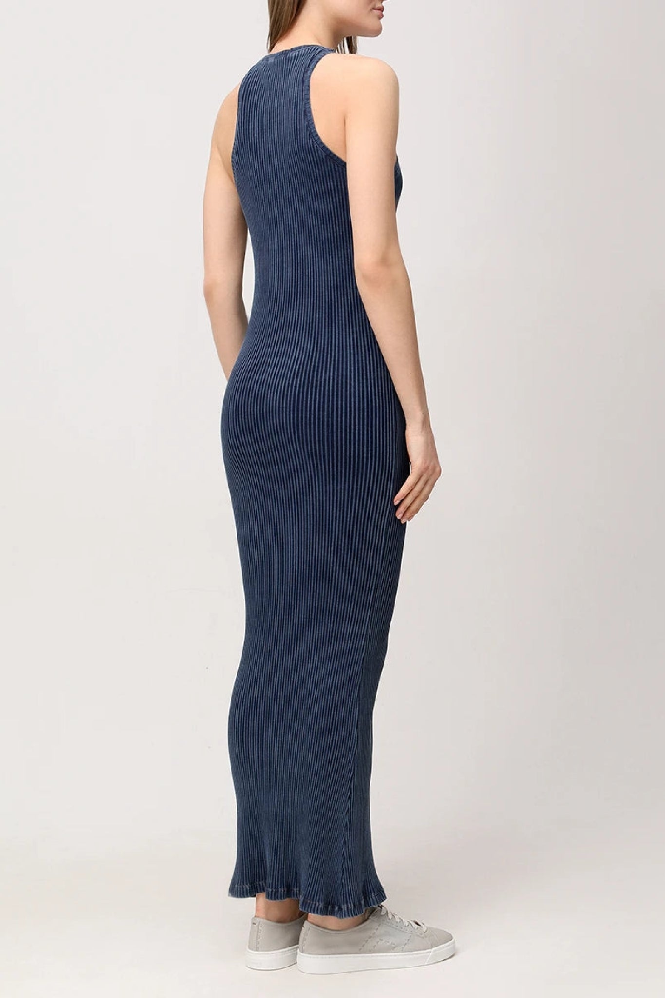 Robe longue en maille côtelée - Blue