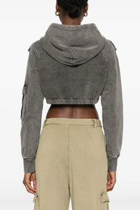 Sweatshirt court effet délavé - Olive