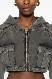 Sweatshirt court effet délavé - Olive
