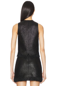 Top style veston à sequins et boutons - Black