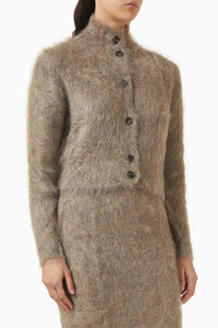 Jupe longueur genou en mohair - Light Grey
