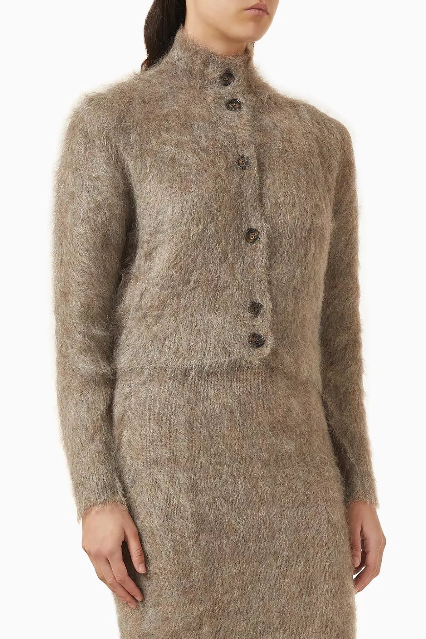 Jupe longueur genou en mohair - Light Grey