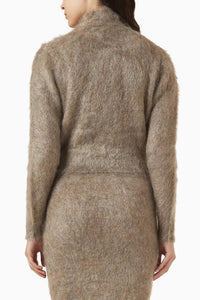 Jupe longueur genou en mohair - Light Grey