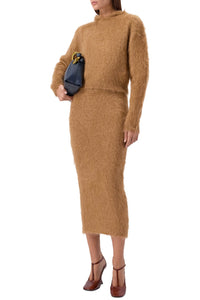 Sweatshirt à capuche en mohair - Camel