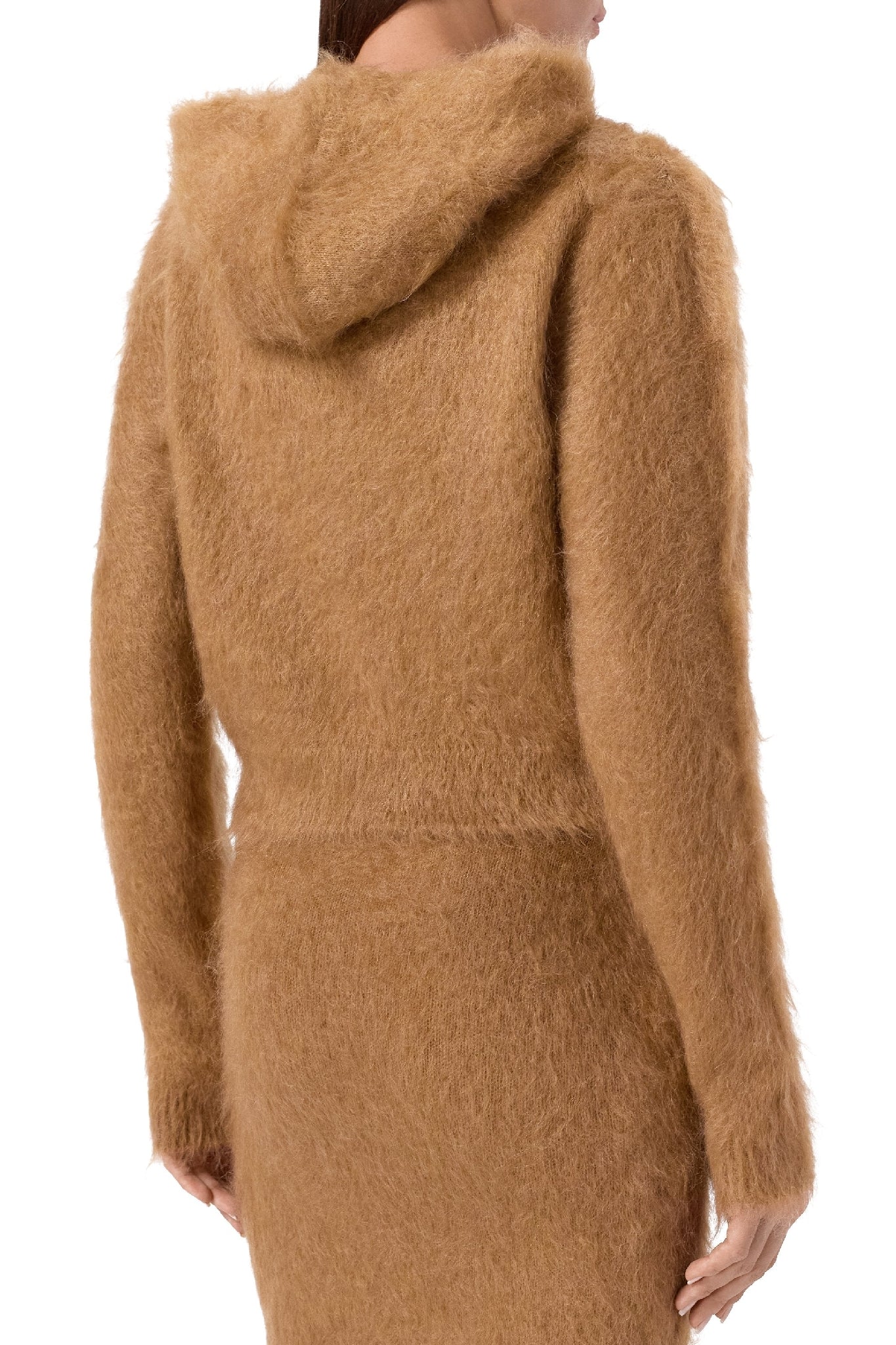 Sweatshirt à capuche en mohair - Camel