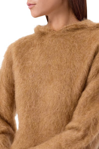 Sweatshirt à capuche en mohair - Camel