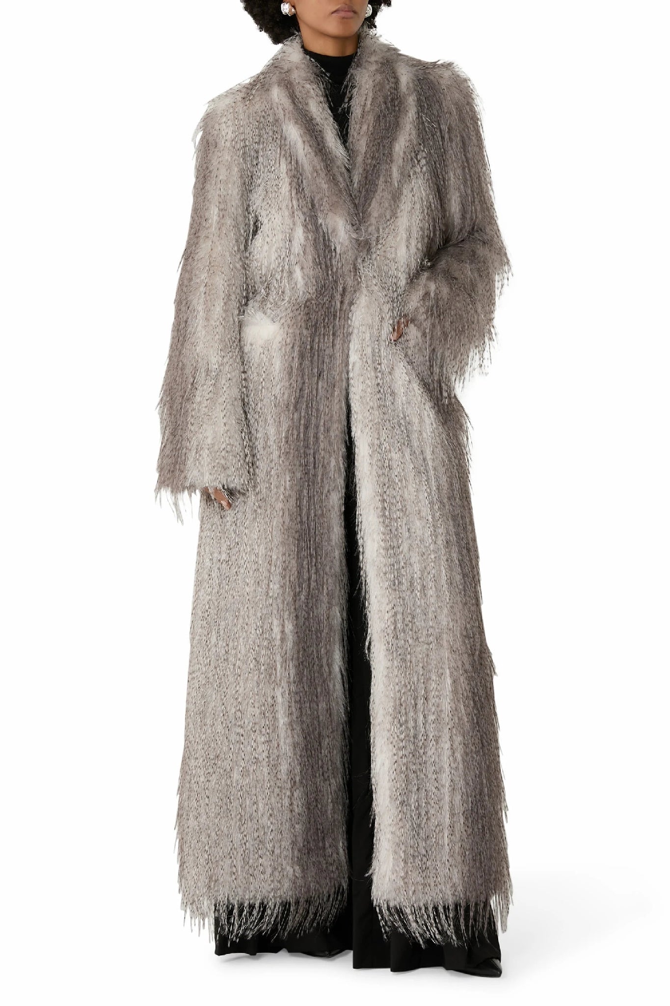 Manteau maxi effet lynx - Grey
