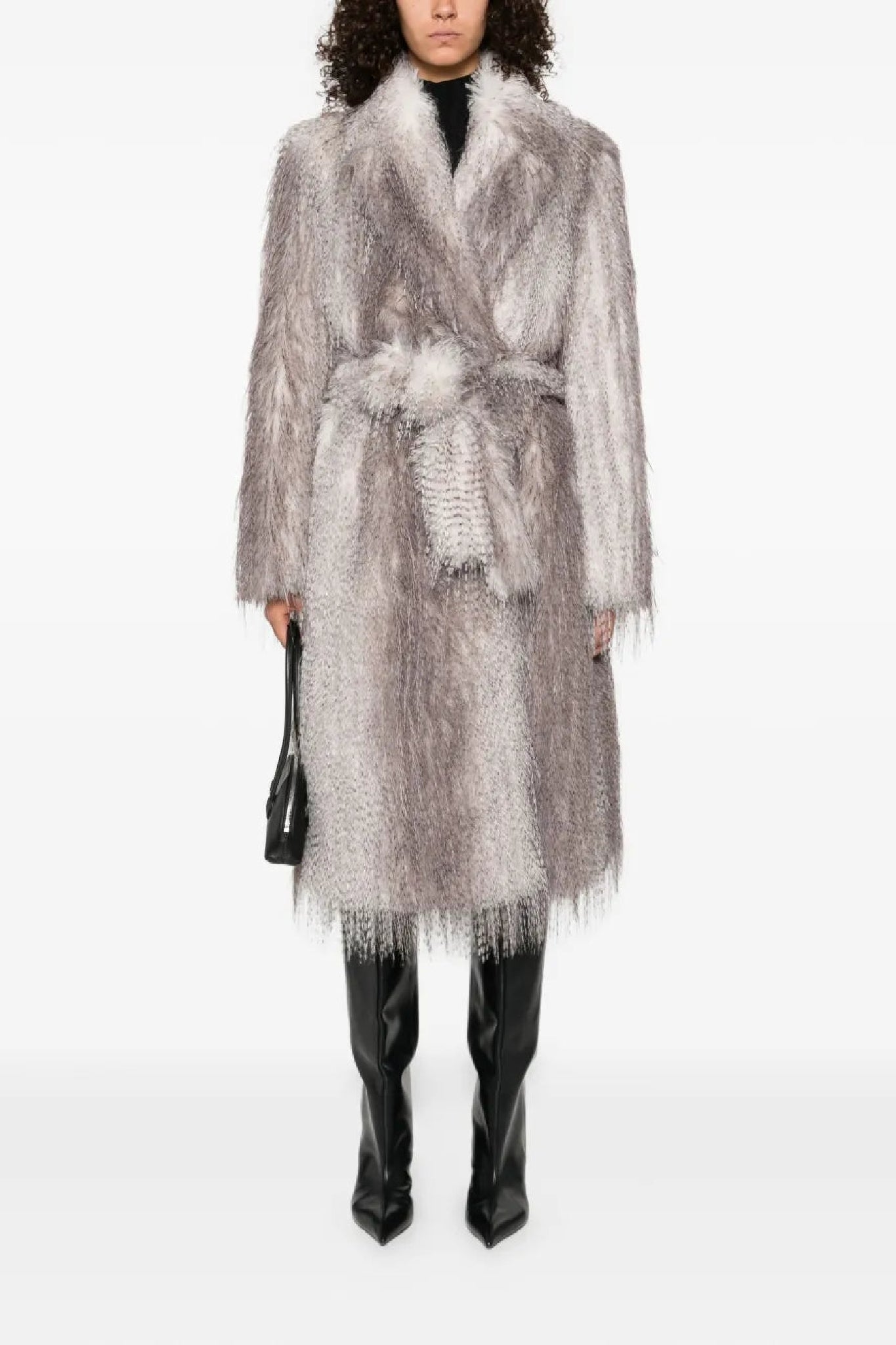 Manteau droit effet lynx - Grey