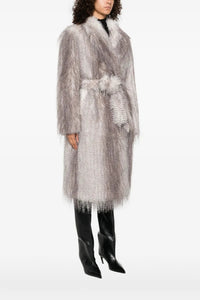 Manteau droit effet lynx - Grey