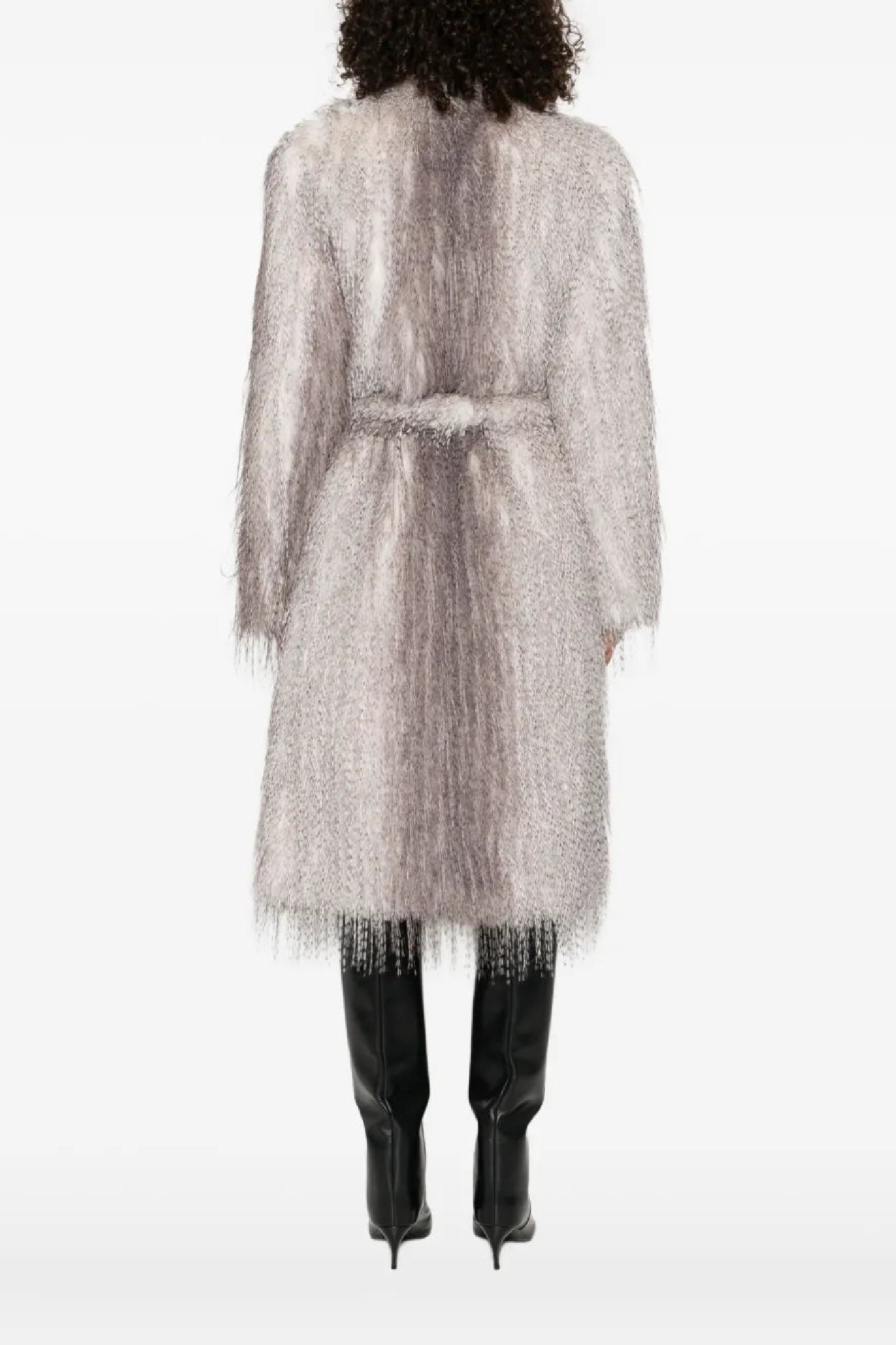 Manteau droit effet lynx - Grey