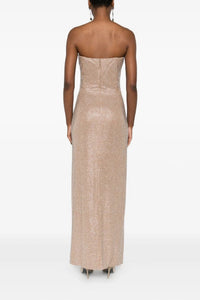 Robe midi à cristaux - Beige