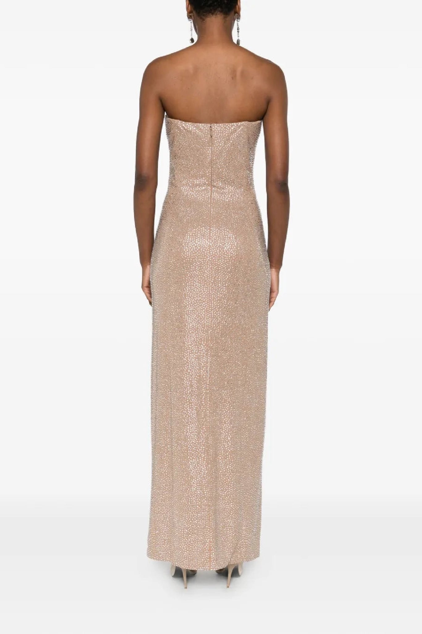Robe midi à cristaux - Beige