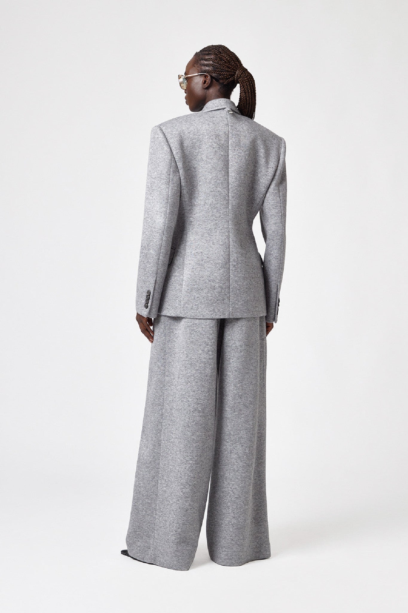 Blazer croisé à broche décorative - Grey