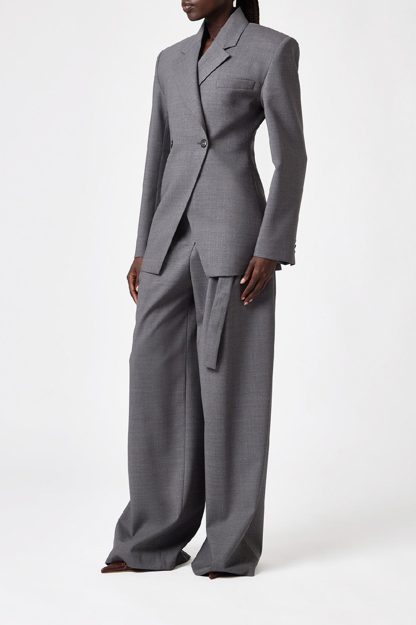 Veste ajustée croisé en laine - Sky Blue