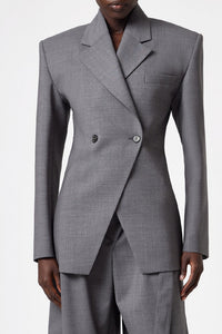 Veste ajustée croisé en laine - Sky Blue