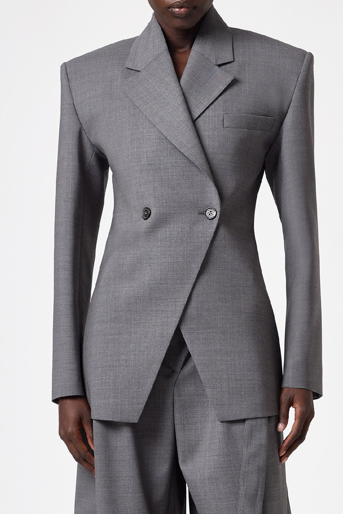 Veste ajustée croisé en laine - Sky Blue