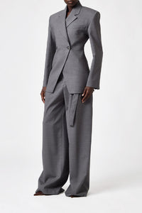 Veste ajustée croisé en laine - Grey