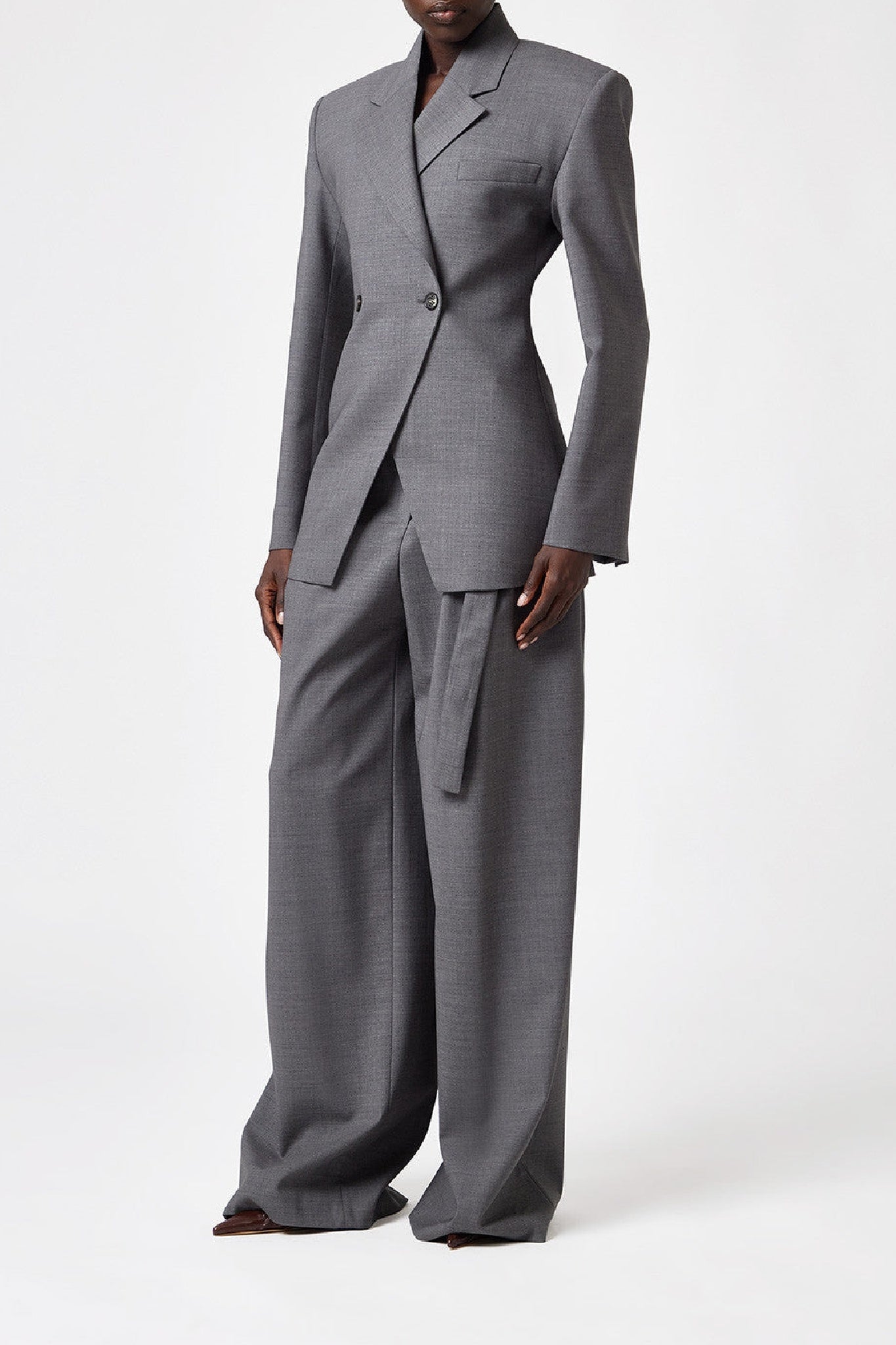 Veste ajustée croisé en laine - Grey