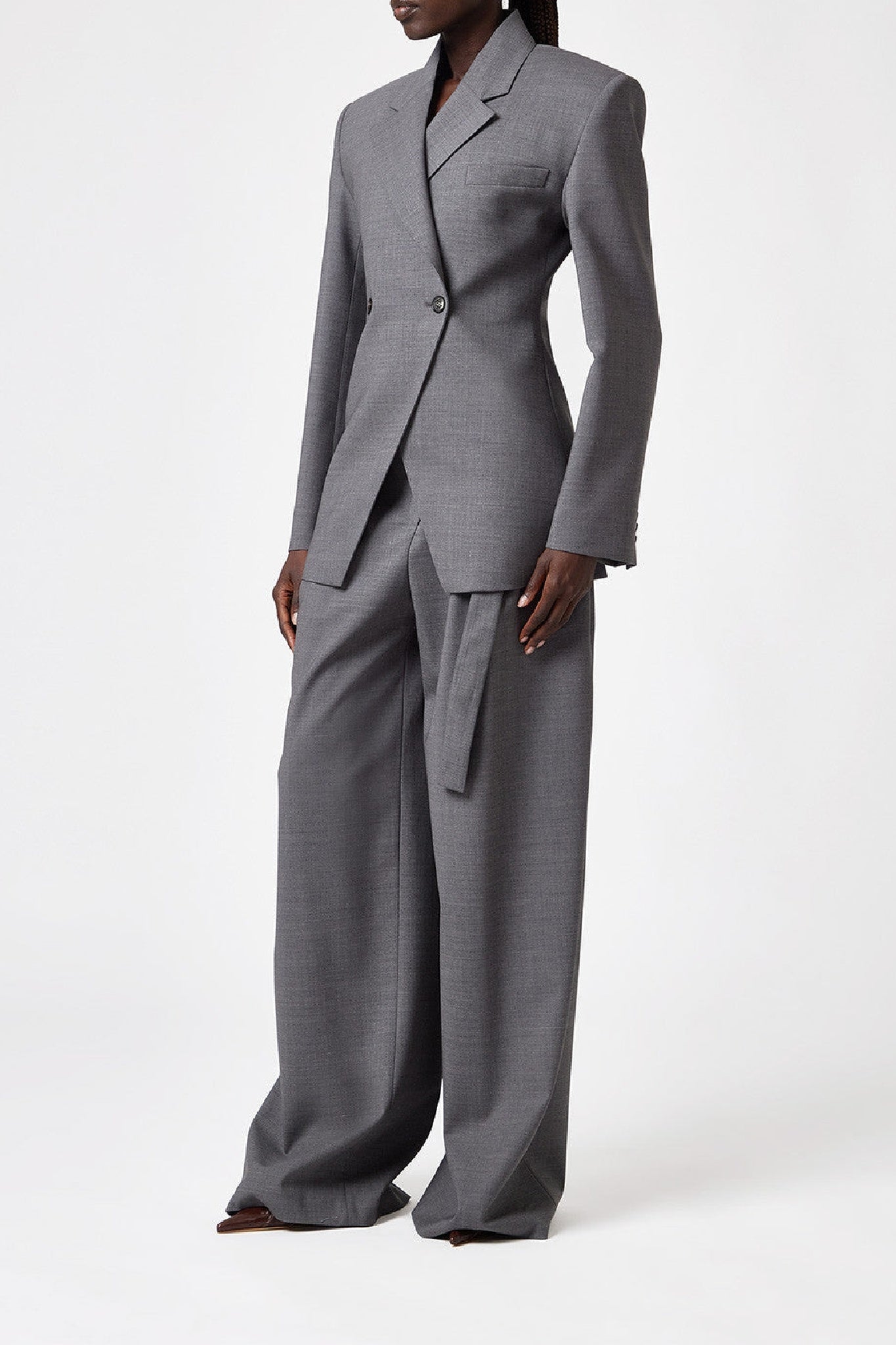 Veste ajustée croisé en laine - Grey