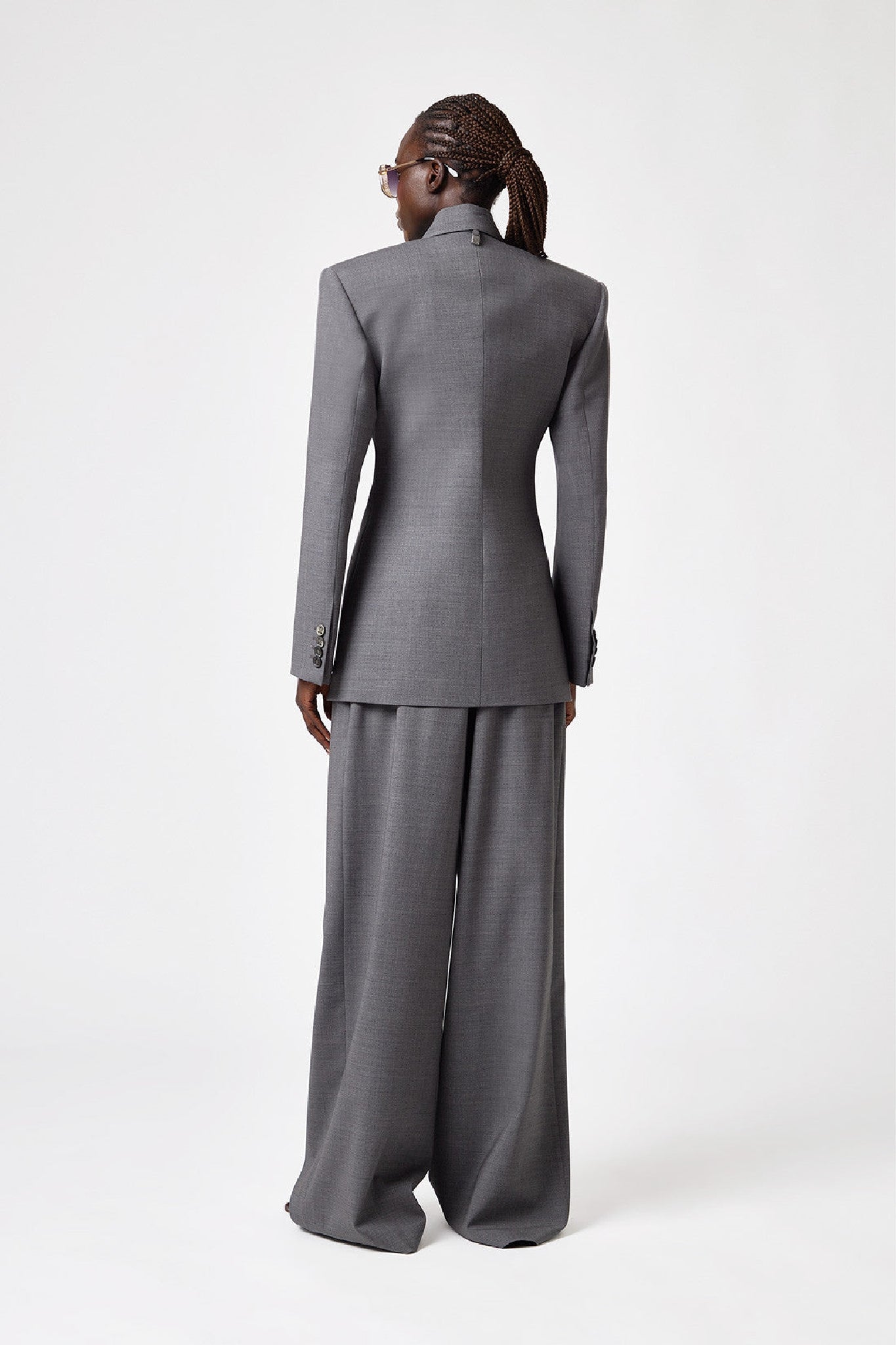 Veste ajustée croisé en laine - Grey