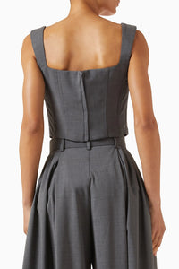 Top corset à bretelles larges en laine - Grey