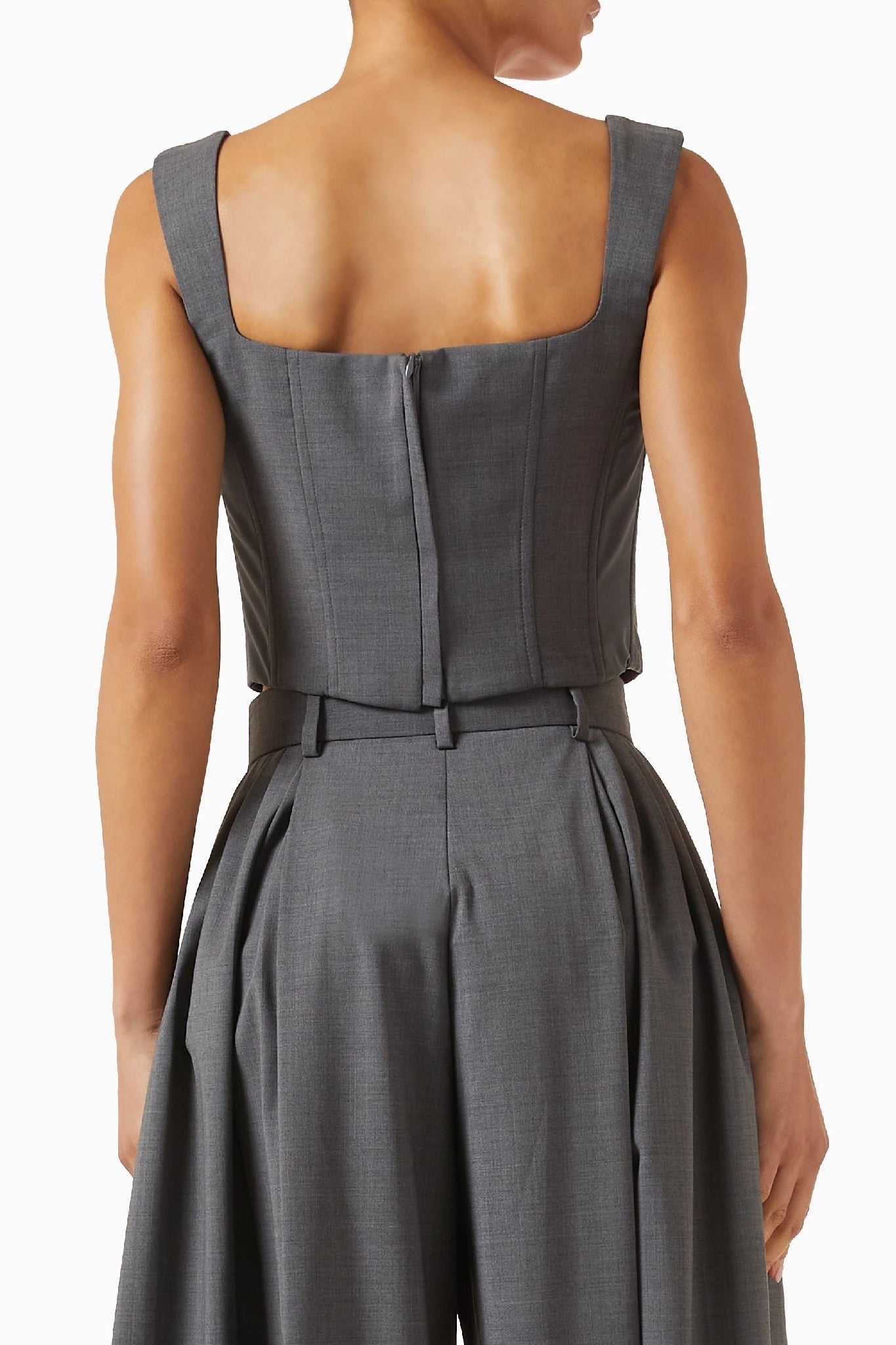Top corset à bretelles larges en laine - Grey