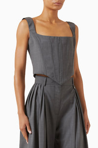 Top corset à bretelles larges en laine - Grey