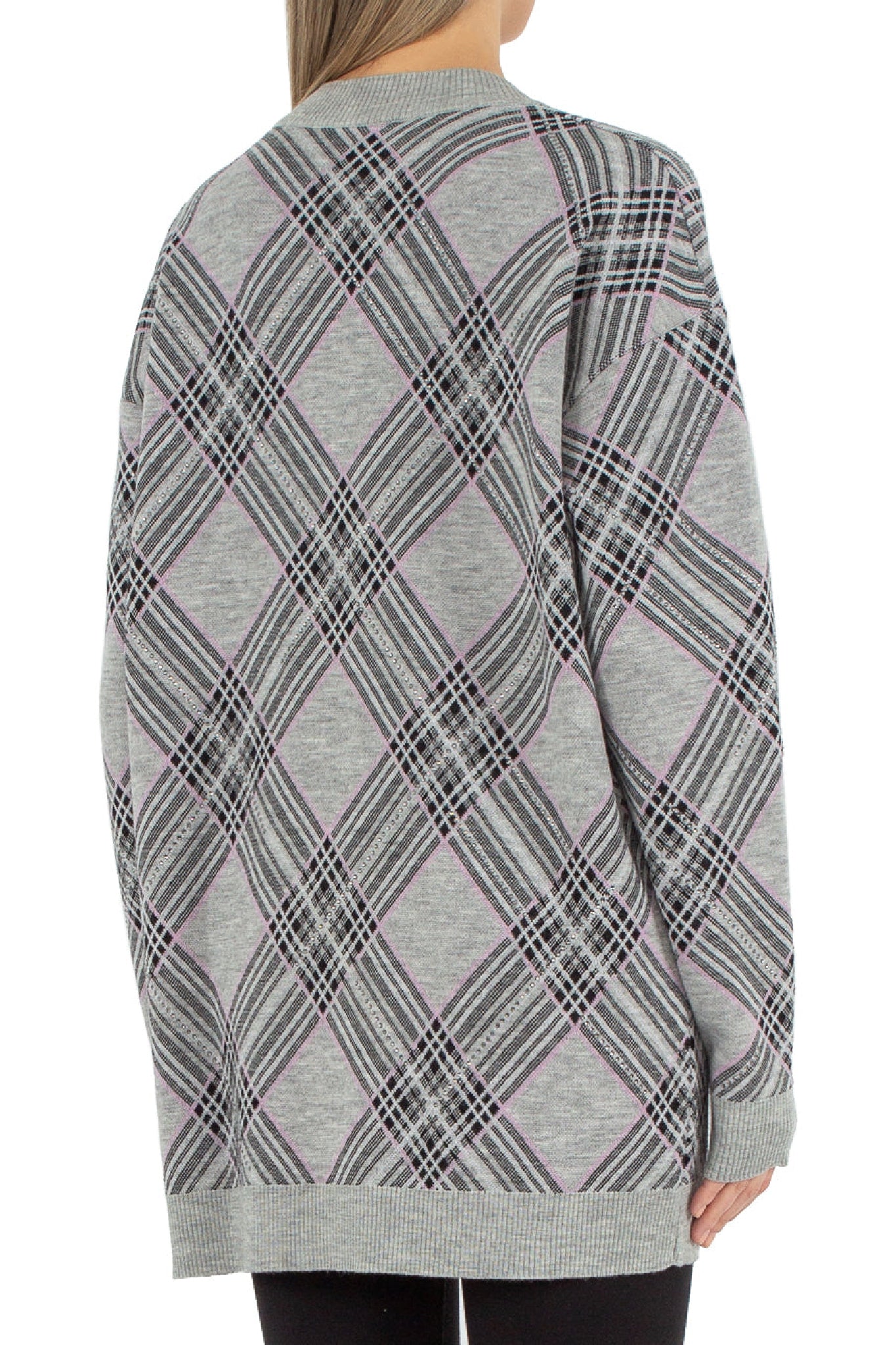 Robe mini imprimé tartan en laine - Grey