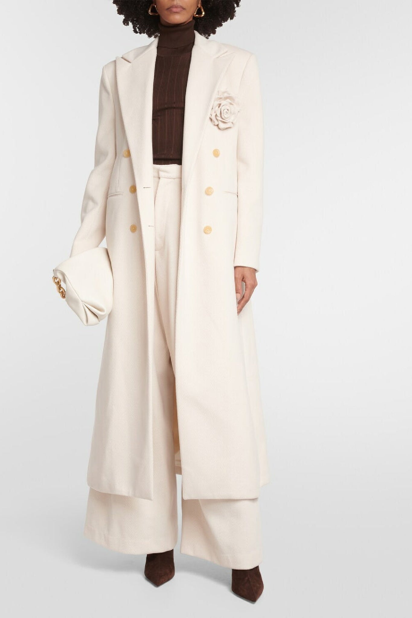 Manteau croisé imprimé pied-de-poule - Milk White