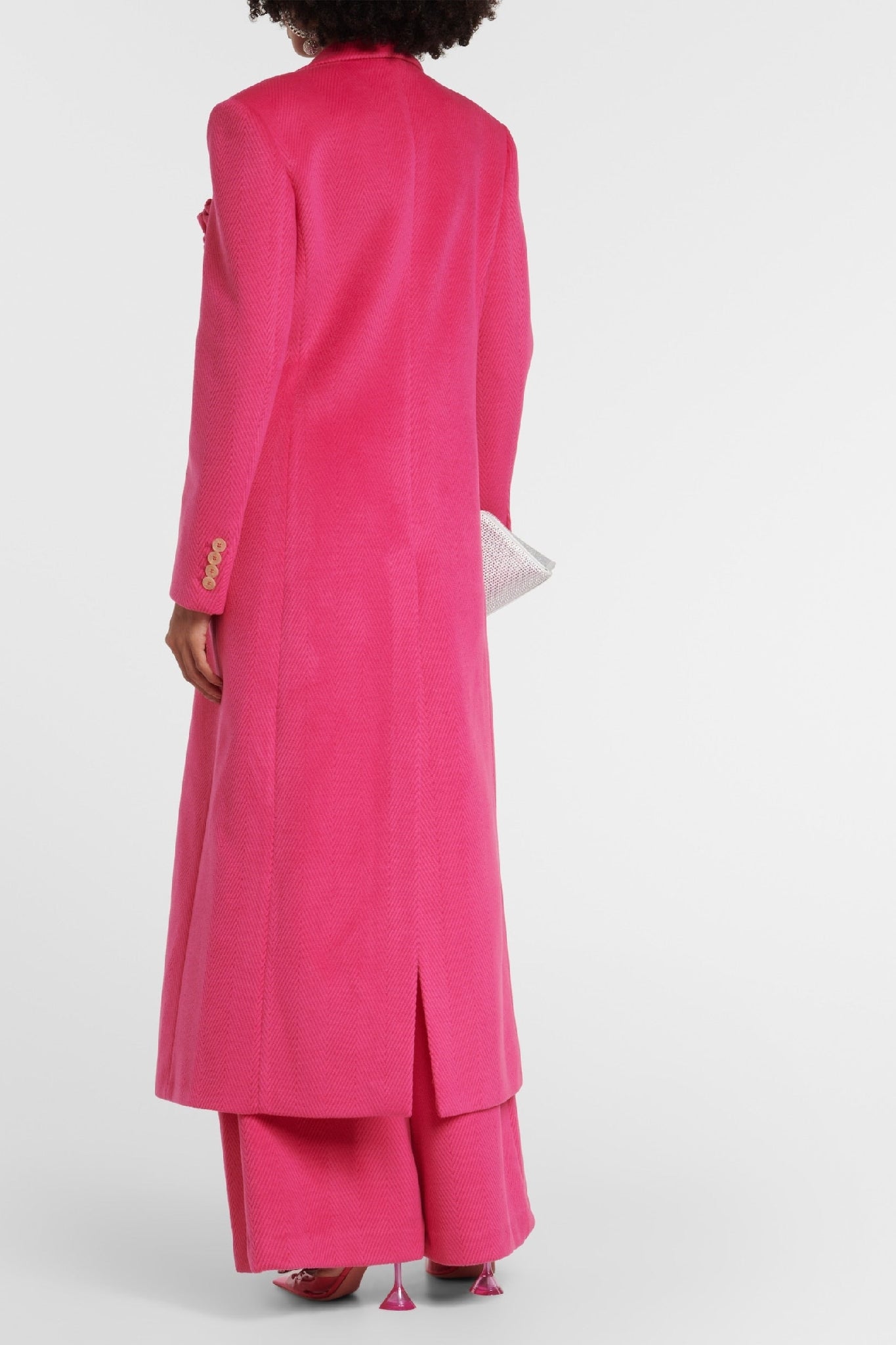 Manteau croisé imprimé pied-de-poule - Rose
