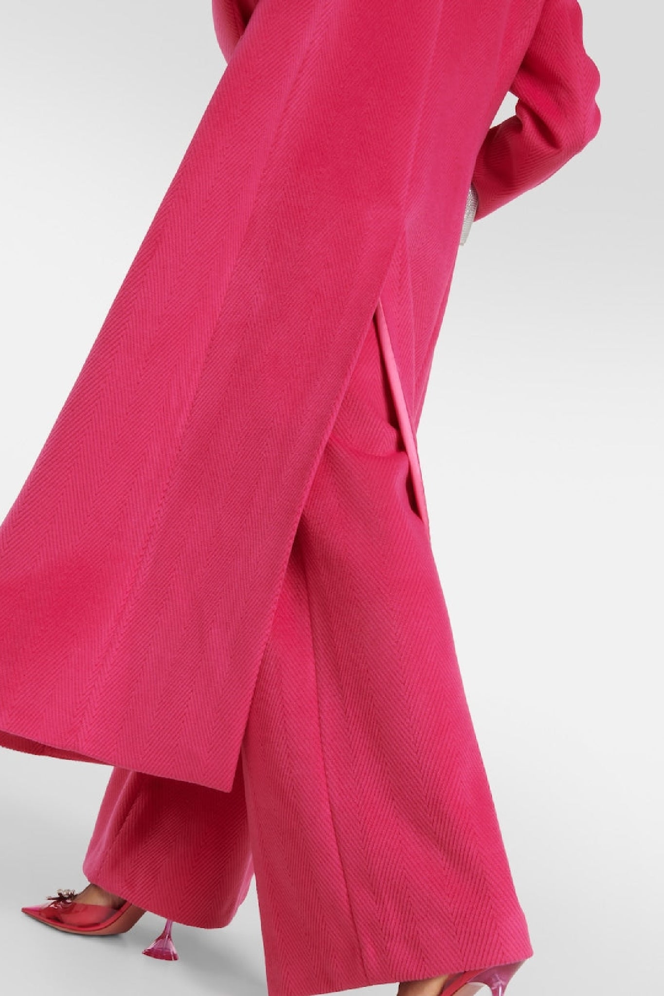 Manteau croisé imprimé pied-de-poule - Rose