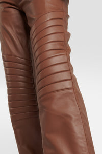 Pantalon 5 poches en cuir - Brown