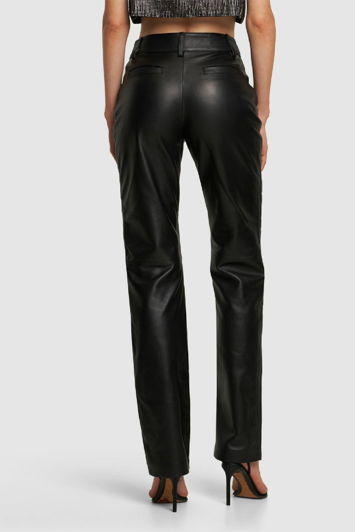 Pantalon 5 poches en cuir - Black