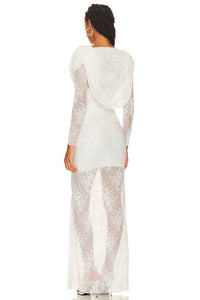 Robe longue à capuche - Milk White