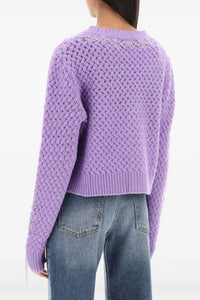 Cardigan aran en laine - Lilac