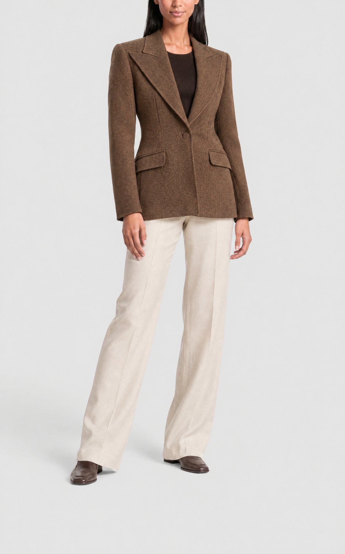 Chocolate Multi / Veste blazer Leiva en laine et cachemire - Chocolate Multi