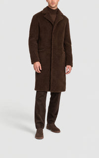 Chocolate / Manteau Teddy en peau lainée - Chocolate