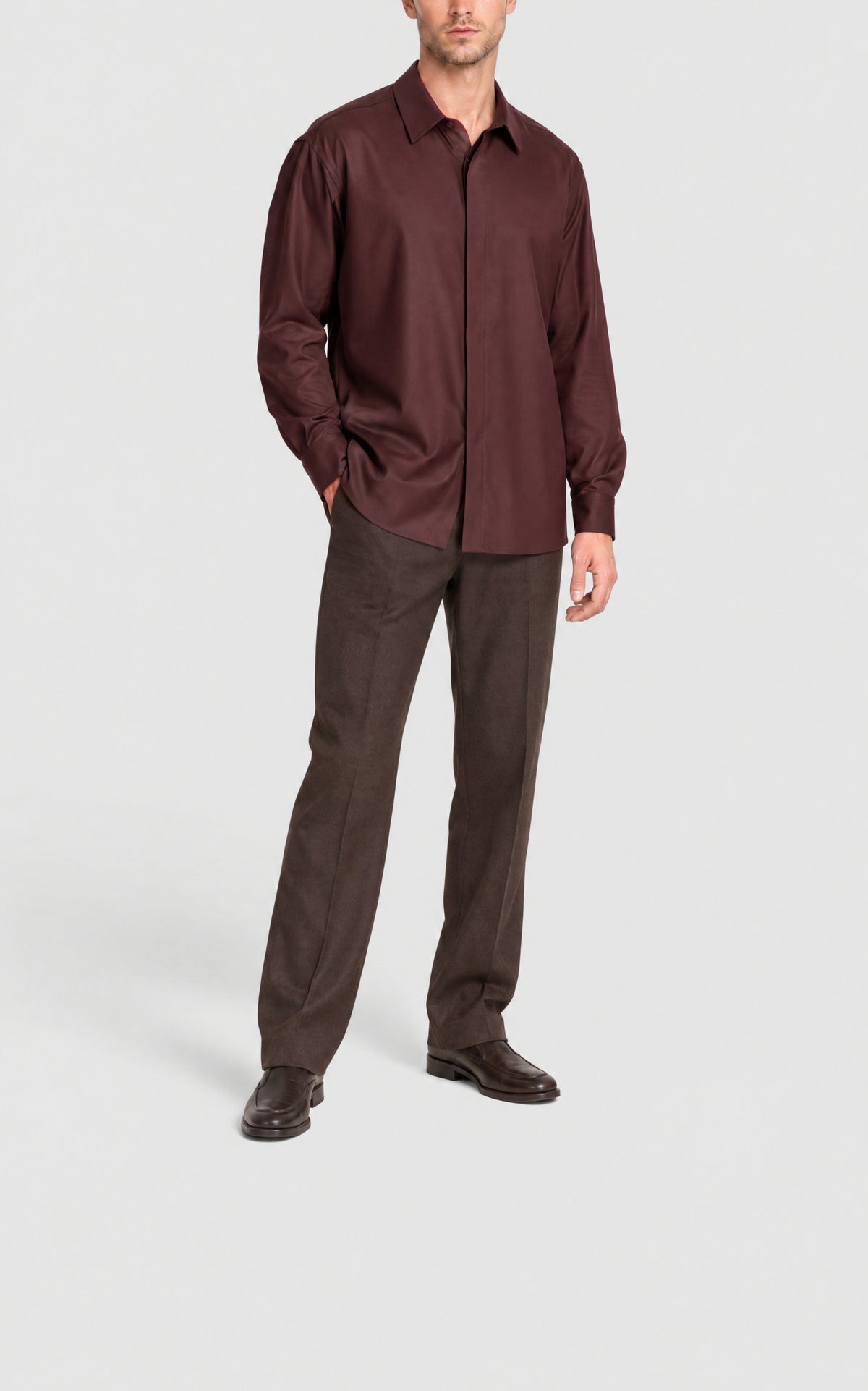 Deep Bordeaux / Chemise Nicolas en laine - Deep Bordeaux