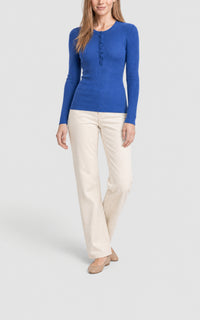 Sapphire / T-shirt col tunisien Julian en cachemire - Sapphire