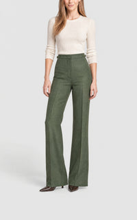 Olive / Pantalon Vesta en laine et soie - Olive