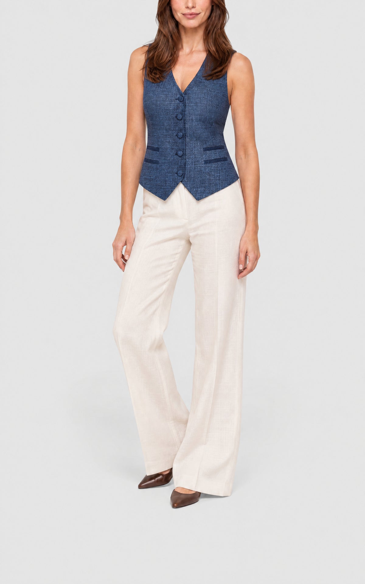 Denim / Veste blazer Coleridge laine et soie - Denim