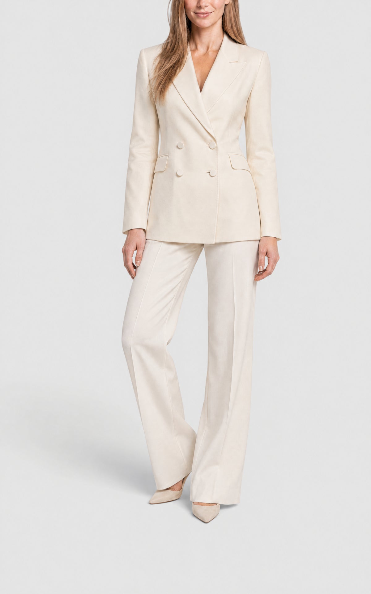 Ivory / Veste blazer Angela en laine et soie - Ivory